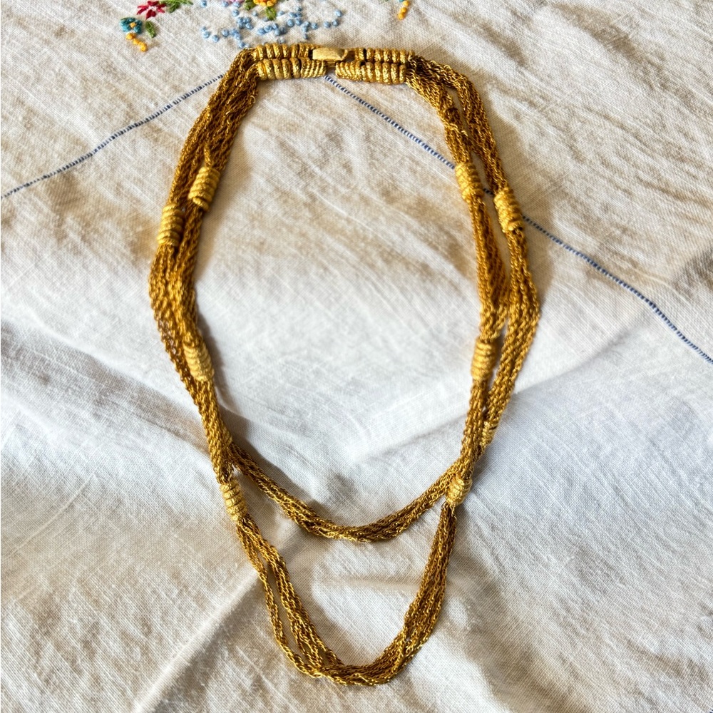Vintage Elegant Double-strand Gold-Toned Necklace